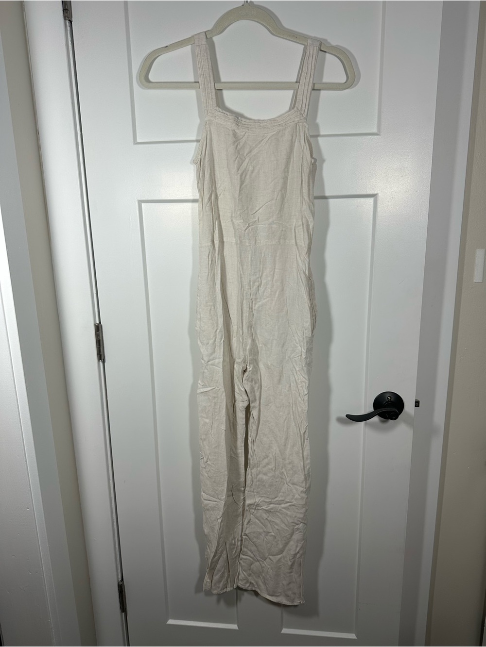 Women’s Cream Wide-Leg Jumpsuit with pockets